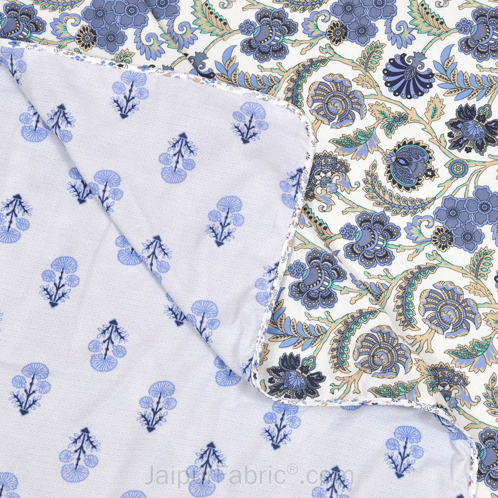 Blue Blossomy Pure Cotton Single Bed Dohar